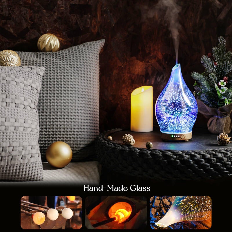 Porseme Oil Diffuser 3D Glass Aromatherapy Ultrasonic Humidifier, Air Refresh Auto Shut-Off, Timer Setting, BPA Free for Home Hotel Yoga Leisure SPA Gift 150ml Last 6H - Image 5