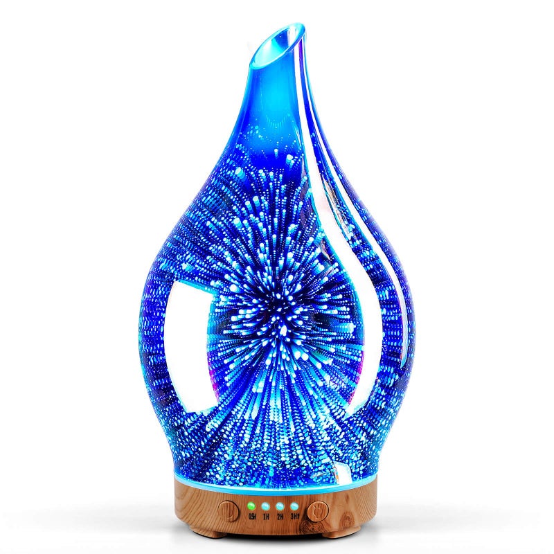 Porseme Oil Diffuser 3D Glass Aromatherapy Ultrasonic Humidifier, Air Refresh Auto Shut-Off, Timer Setting, BPA Free for Home Hotel Yoga Leisure SPA Gift 150ml Last 6H - Image 1