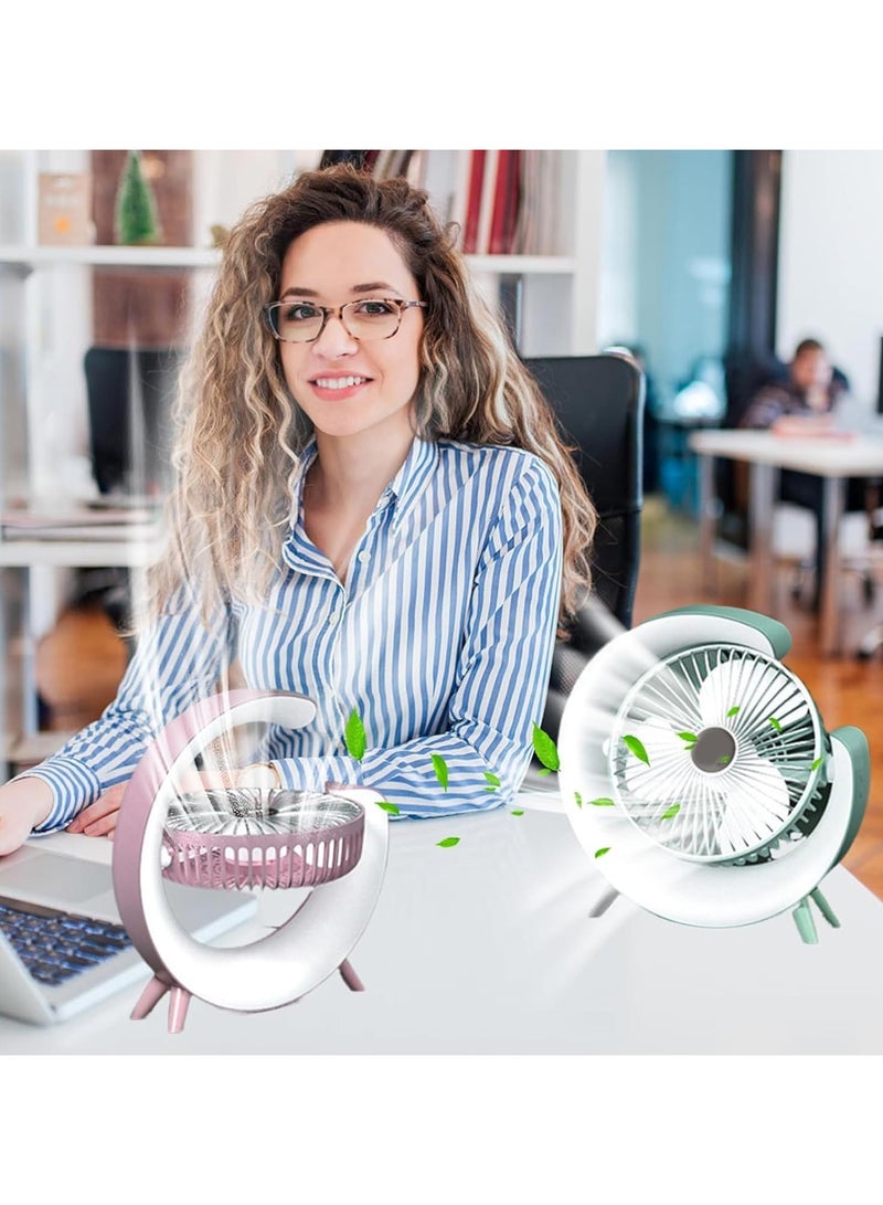 ال سي مروحة مكتب محمولة صامتة مزودة بمنفذ USB قابلة لإعادة الشحن مزودة بـ 3 سرعات و5 سرعات وأضواء RGB - Image 4