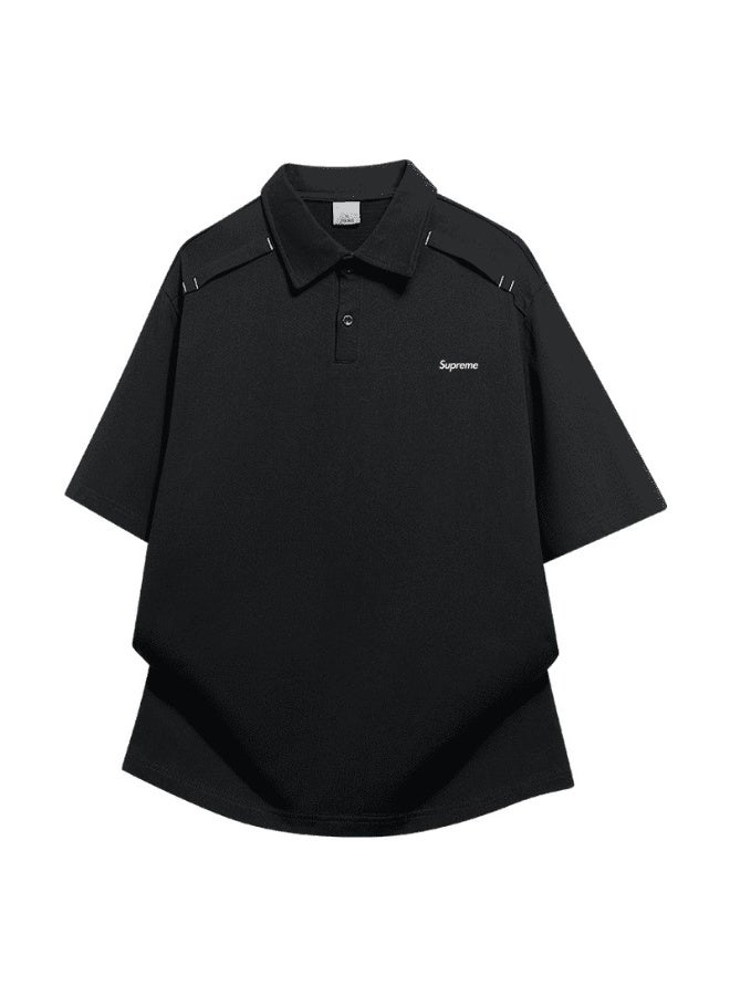Supreme Shoulder Line Pressing Polo Shirts Short sleeves for men and women with loose and heavy lapels in summer - Image 3
