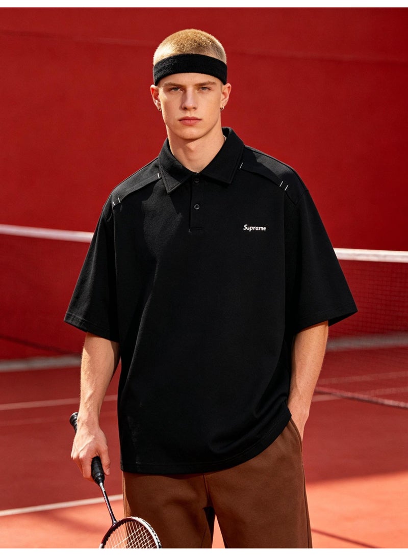 Supreme Shoulder Line Pressing Polo Shirts Short sleeves for men and women with loose and heavy lapels in summer - Image 5