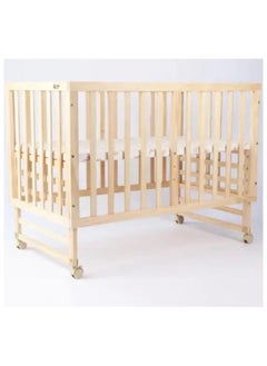 Star Kids Natural wood baby bed with wheels for easy movement  - Image 1