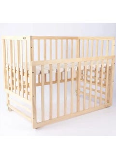 Star Kids Natural wood baby bed with wheels for easy movement  - Image 2