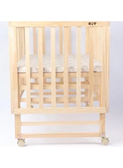 Star Kids Natural wood baby bed with wheels for easy movement  - Image 4