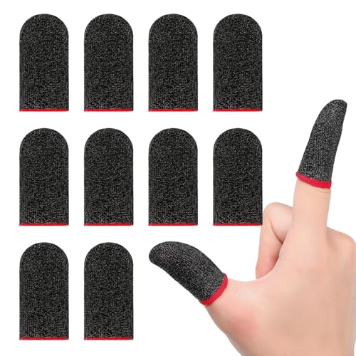 Vesslam 10 Pack Gaming Finger Sleeves, 0.3mm Silver Fiber dedales Gamer, Smooth Operation, Anti-Sweat, Extremely Thin,Maximum Touch Response,Comfortable fit, Fit Mobile Phone Tablet Devices - Image 1