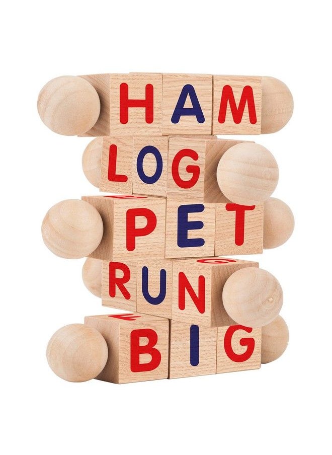 Creative Kids - Wooden Reading Blocks Set Of 5 Spinning Alphabet Blocks W/ Easy Grip Handles Kindergarten Preschool Learning Activities Letter Work Wooden Montessori Toys Gifts For Kids Toddlers - Image 1