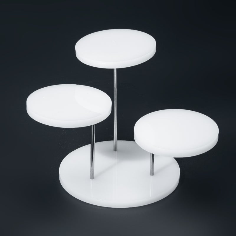 Acrylic Ring Display Stand Multi-Tier Jewelry Organizer 3 Round White 
