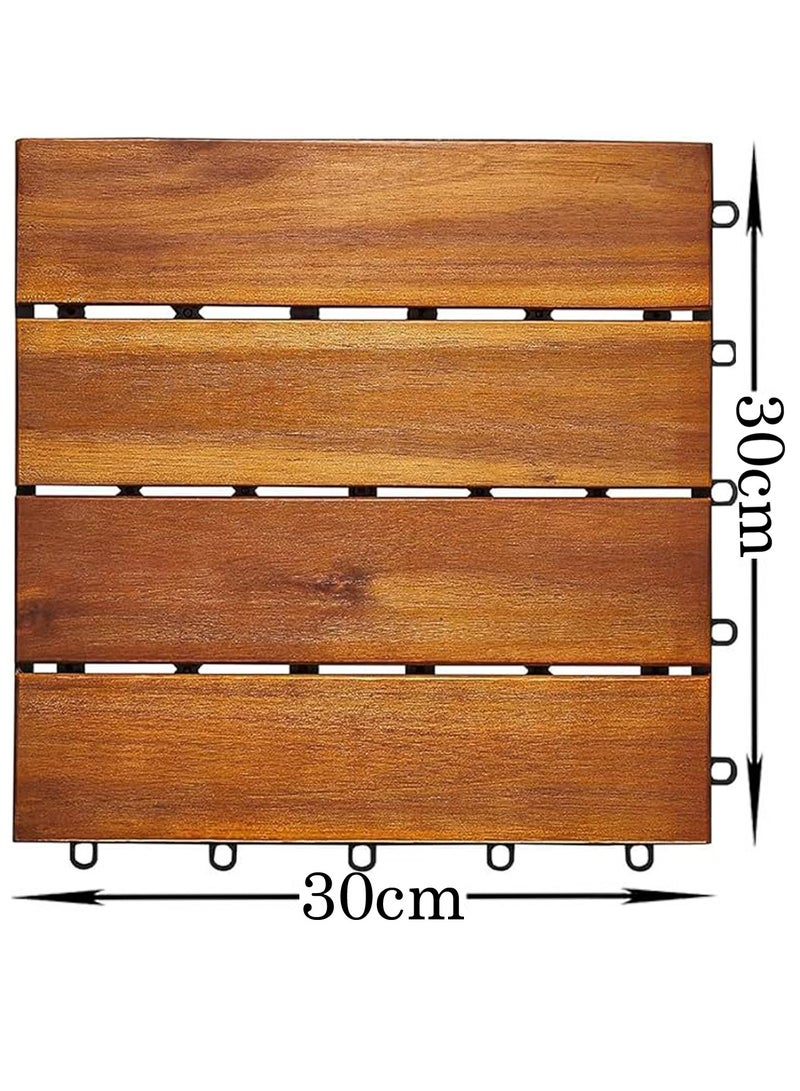 LINGWEI 10 PCS Wooden Floor Tiles Wood Decking Tiles Floor Tiles Office Floor Tiles Garden Tiles Waterproof All Weather - Image 3