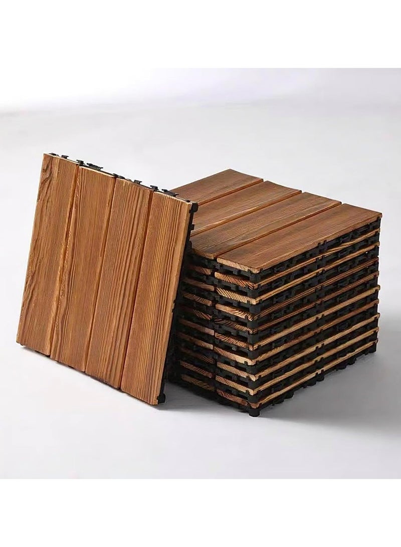 LINGWEI 10 PCS Wooden Floor Tiles Wood Decking Tiles Floor Tiles Office Floor Tiles Garden Tiles Waterproof All Weather - Image 1
