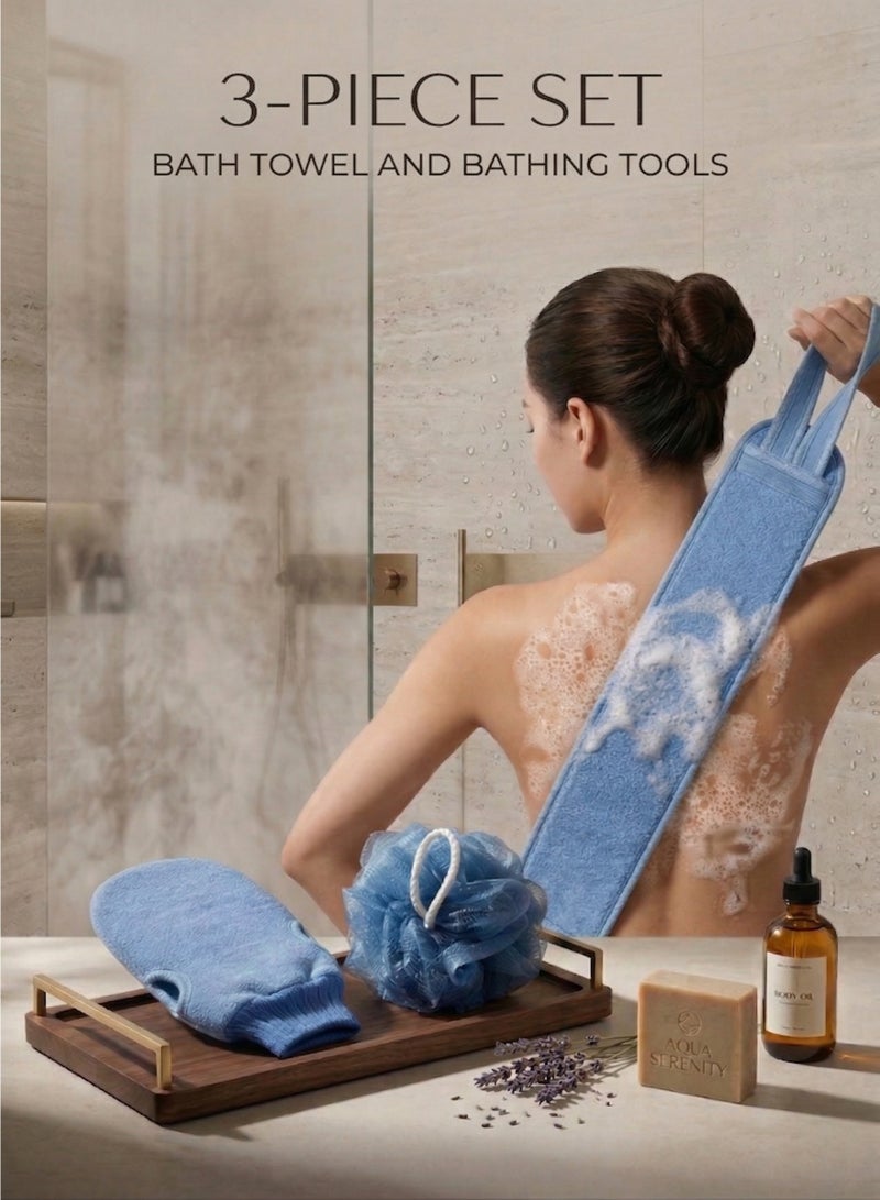 3-piece set | bath towel and bathing tools - Image 1