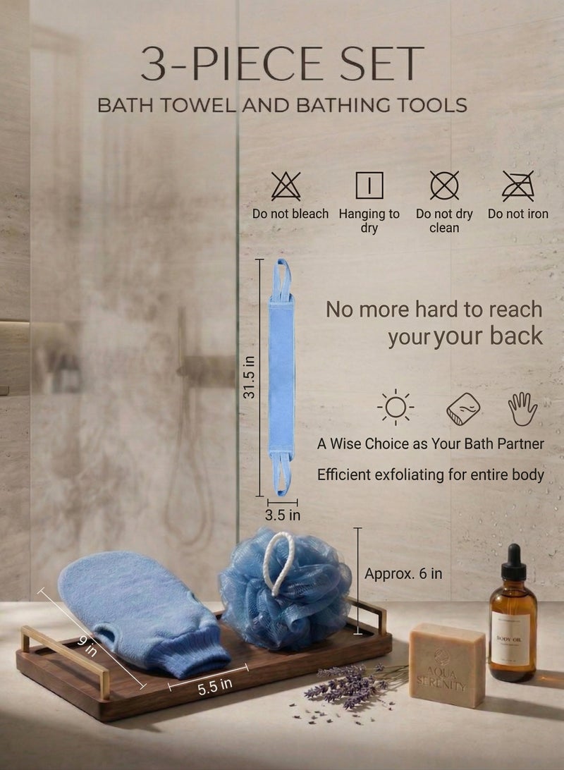 3-piece set | bath towel and bathing tools - Image 3