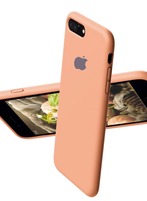 متوافق مع جراب iPhone 7/8 Plus مقاس 6.5 بوصة من السيليكون السائل النحيف 4 طبقات من مطاط الجل الناعم المقاوم للصدمات مع بطانة من الألياف الدقيقة المضادة للخدش (برتقالي)