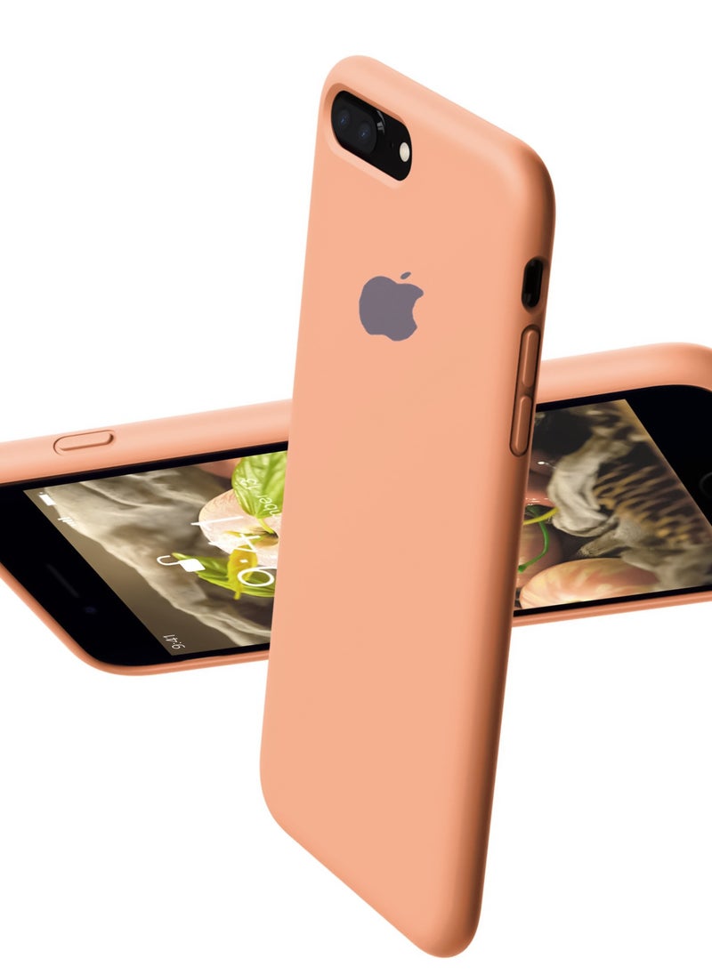 متوافق مع جراب iPhone 7/8 Plus مقاس 6.5 بوصة من السيليكون السائل النحيف 4 طبقات من مطاط الجل الناعم المقاوم للصدمات مع بطانة من الألياف الدقيقة المضادة للخدش (برتقالي)