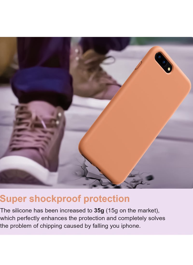 متوافق مع جراب iPhone 7/8 Plus مقاس 6.5 بوصة من السيليكون السائل النحيف 4 طبقات من مطاط الجل الناعم المقاوم للصدمات مع بطانة من الألياف الدقيقة المضادة للخدش (برتقالي)