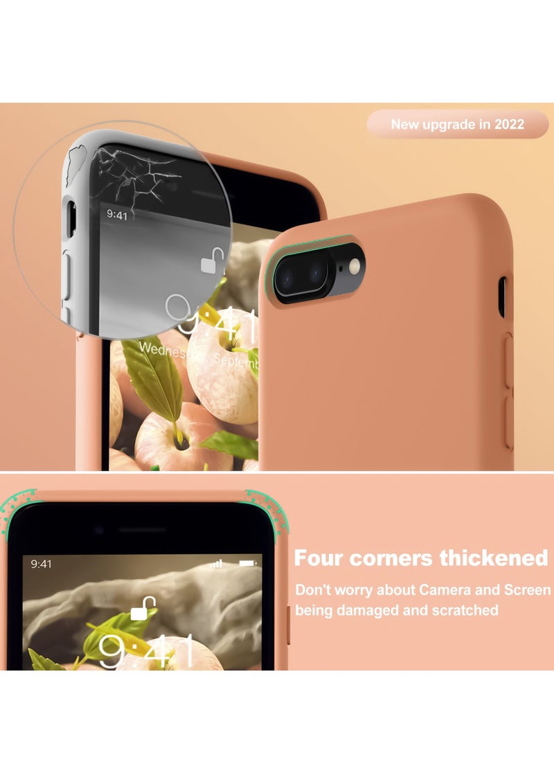 متوافق مع جراب iPhone 7/8 Plus مقاس 6.5 بوصة من السيليكون السائل النحيف 4 طبقات من مطاط الجل الناعم المقاوم للصدمات مع بطانة من الألياف الدقيقة المضادة للخدش (برتقالي)