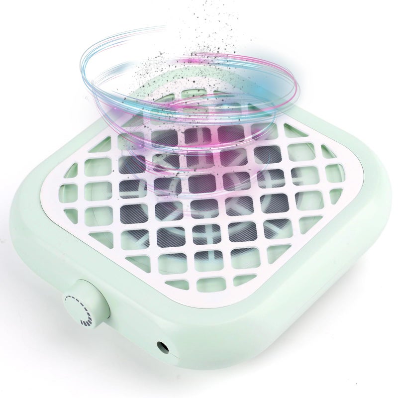 BOMOQING Mini Nail Dust Collector, Compact Nail Vacuum Fan Dust Collector for Beginner with 30PCS Filter Pads, Powerful Dust Suction Machine for Acrylic Nail Polishing Salon Home, Plug-in (Green) - Image 1