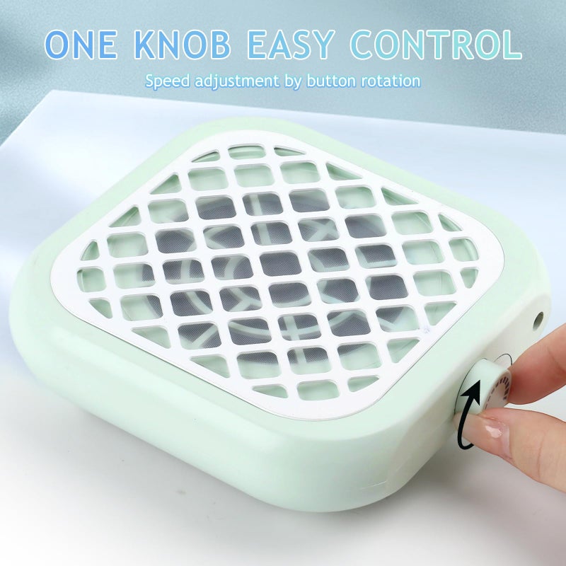 BOMOQING Mini Nail Dust Collector, Compact Nail Vacuum Fan Dust Collector for Beginner with 30PCS Filter Pads, Powerful Dust Suction Machine for Acrylic Nail Polishing Salon Home, Plug-in (Green) - Image 5