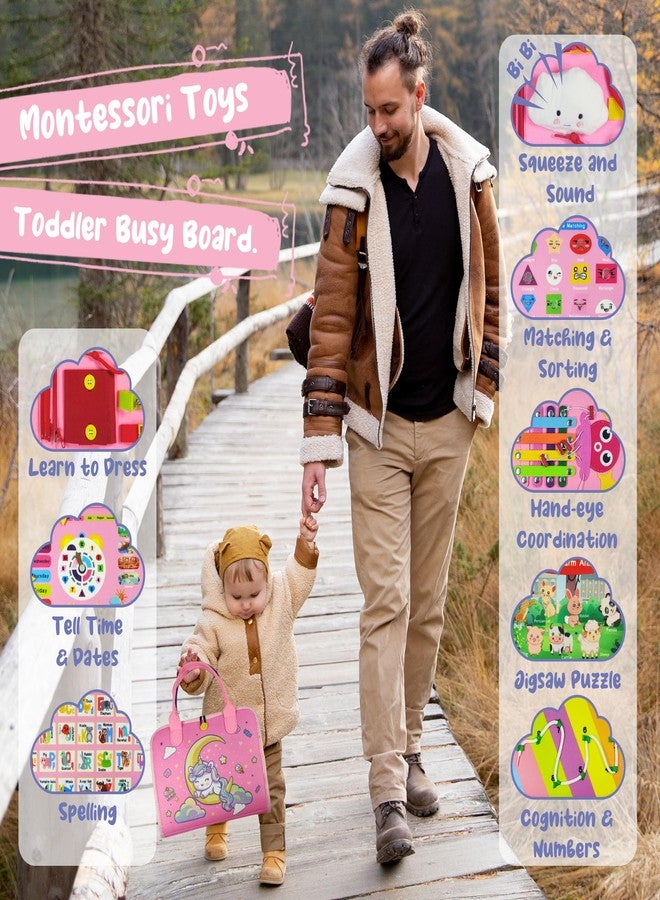 TenFans Montessori Busy Board for Toddlers 3-5 Years - Sensory Toys for Fine Motor Skills - Felt Travel Activity Board with Zipper - Image 4