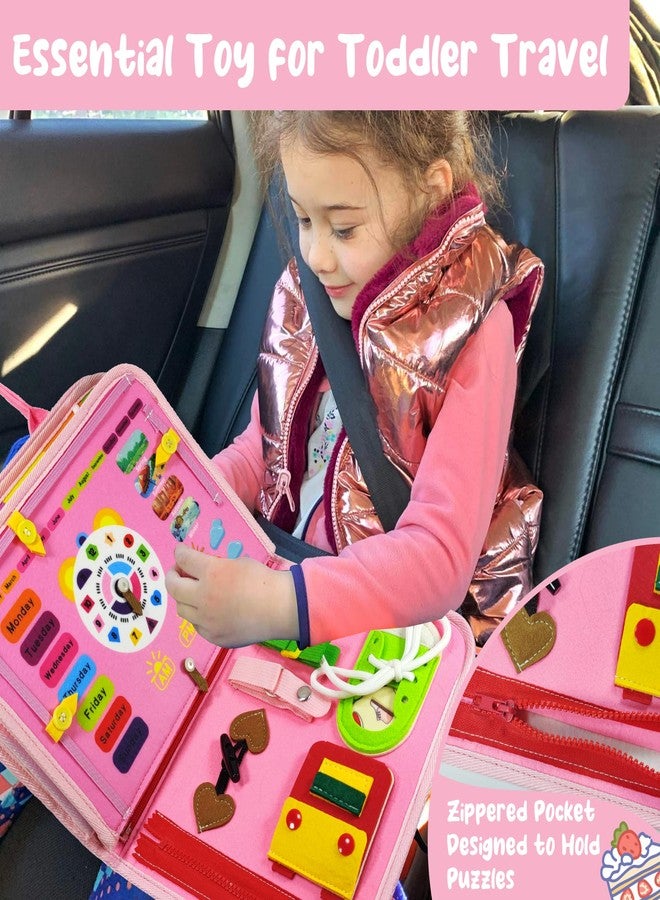 TenFans Montessori Busy Board for Toddlers 3-5 Years - Sensory Toys for Fine Motor Skills - Felt Travel Activity Board with Zipper - Image 3