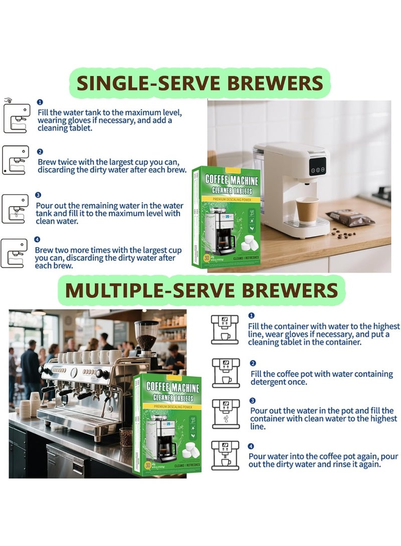 نكومي أقراص تنظيف ماكينة القهوة، 30 قرصًا، لإزالة الترسبات وإزالة الروائح الكريهة لجميع ماكينات القهوة وآلات الإسبريسو، أقراص مزيلة للروائح - Image 2