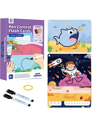 Juniors Pen Control Dry Erase Dot to Dot Flash Cards for Boys & Girls Connect The Dots Write and Wipe Tracing Practice Draw Card for Kids (30 Picture Flashcards with Ring and 2 Markers) - pzsku/ZD54A790714AEC6D4ED9EZ/45/_/1689069111/56410405-336f-4290-8904-e02e68dc4130