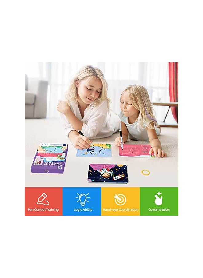 erorex - Juniors Pen Control Dry Erase Dot to Dot Flash Cards for Boys & Girls Connect The Dots Write and Wipe Tracing Practice Draw Card for Kids (30 Picture Flashcards with Ring and 2 Markers) - Image 1