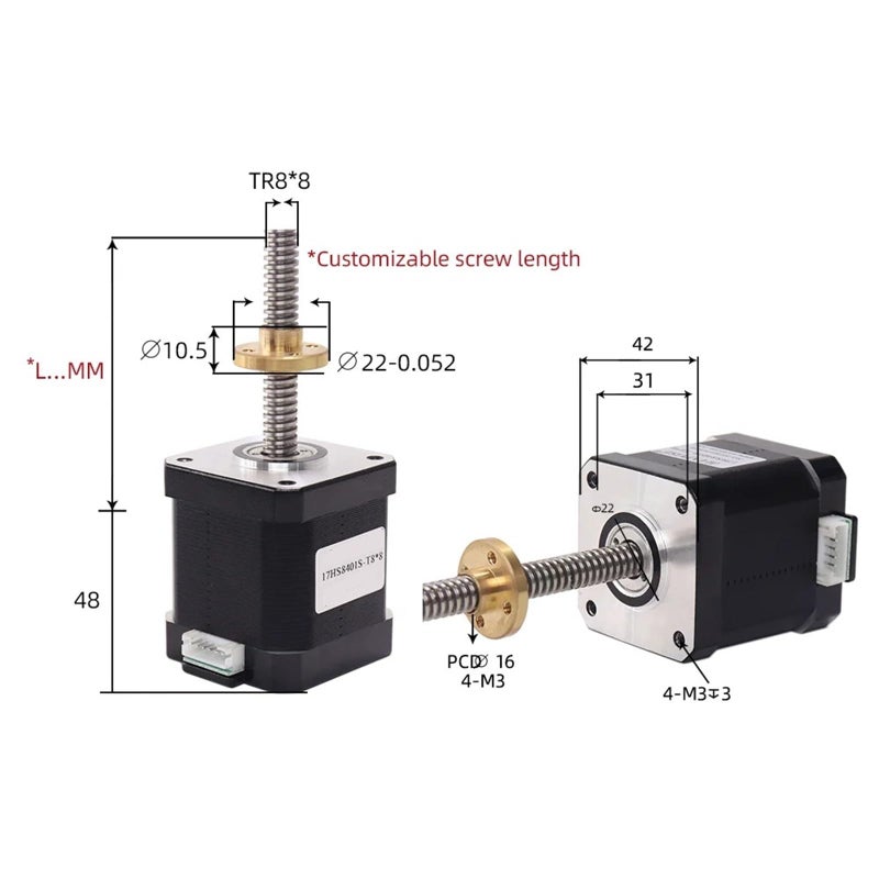 محرك خطوي Nema17 17HS8401S مع برغي قيادة T8 4 مم 400 مم لآلات النقش CNC وطابعات 3D - Image 4