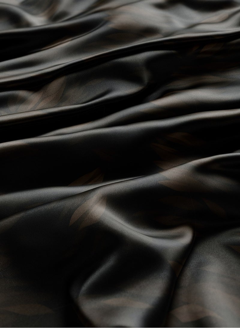 فيلاتو Ø¬Ù„Ø§Ø¨ÙŠØ© Ù…Ø®ÙˆÙŠØ± Ù…Ù† Ù‚Ù…Ø§Ø´ Ø­Ø±ÙŠØ± Ø¹Ø±Ø§Ù…ÙŠ Ø¨Ù†ÙŠ Ø£Ø³ÙˆØ¯ Ø¨Ù†Ù‚Ø´Ø© Ø£ÙˆØ±Ø§Ù‚ Ø§Ù„Ø´Ø¬Ø±ØŒ Ù…Ù‚Ø§Ø³ 58 Ø¨ÙˆØµØ©ØŒ ØµÙ†Ø§Ø¹Ø© ÙŠØ¯ÙˆÙŠØ© - Image 3