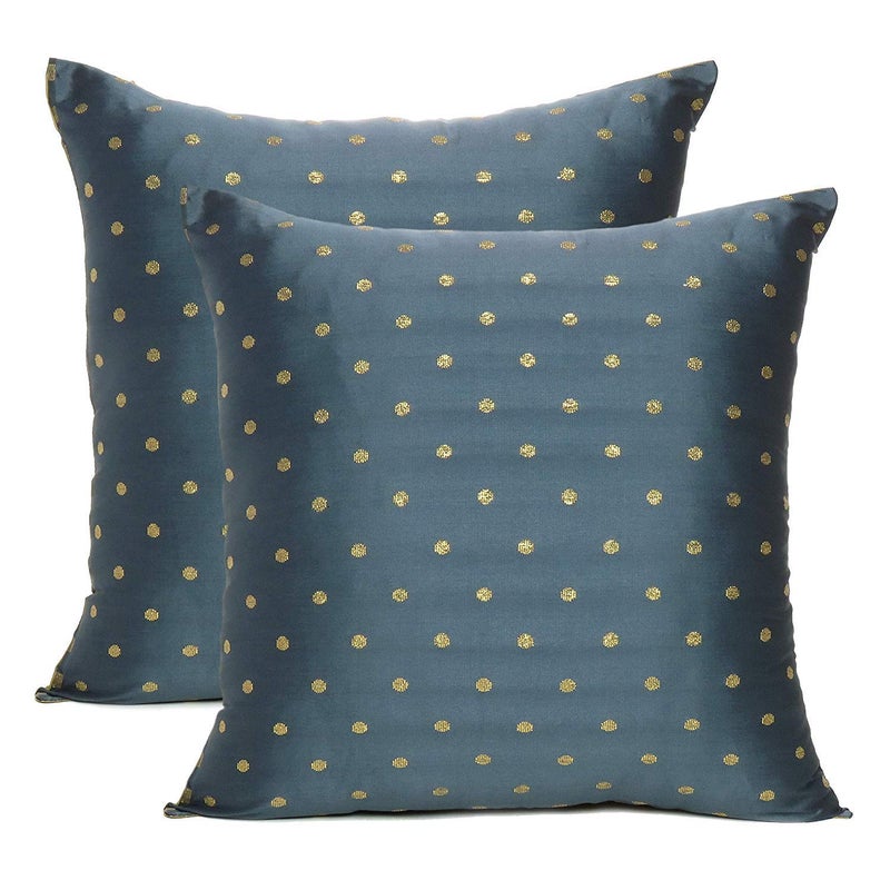 Oussum Art Silk Pillow Cover Cushion Cover Sofa Waist Throw Pillow Case Home Decor Set of 2 (24 x 24, Gray) - Image 5