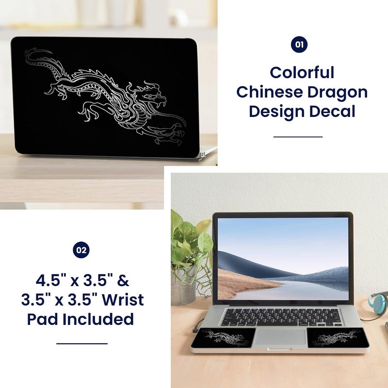 LSS Laptop 15 15.6 Skin Cover with Colorful Chinese Dragon Pattern for HP Dell Lenovo Apple Asus Acer Compaq - Fits 13.3" 14" 15.6" 16" (2 Wrist Pads Free) - Image 2