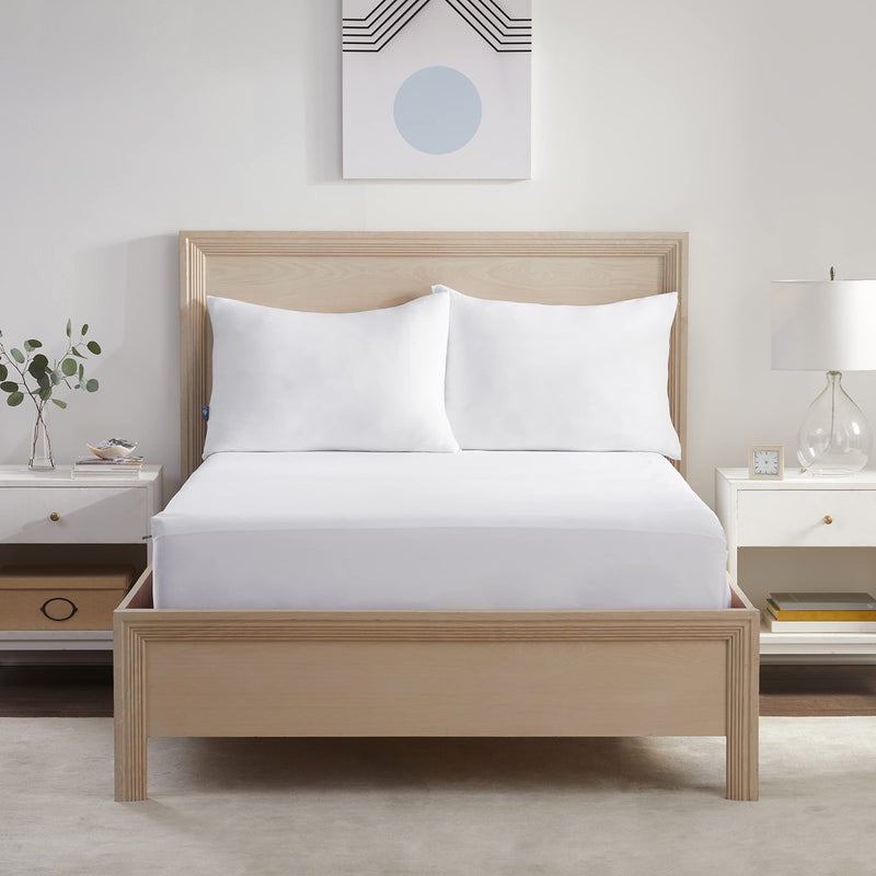 Serta Serta Power Chill Queen Size Waterproof Mattress Cover, Soft and Breathable Cooling Mattress Protector, 15" Elastic Deep Pocket for Secure Fit, White  - Image 1