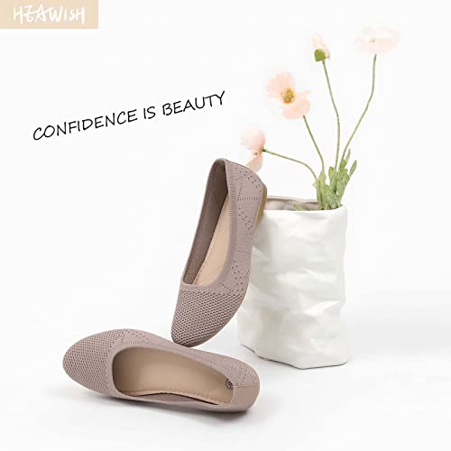 HEAWISH Comfortable Round Toe Flats Shoes Women, Slip On Ballet Flats for Women, Casual Women's Flats for Walking(Tan, US7) - Image 5