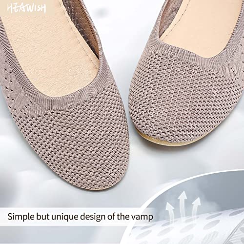 HEAWISH Comfortable Round Toe Flats Shoes Women, Slip On Ballet Flats for Women, Casual Women's Flats for Walking(Tan, US7) - Image 4