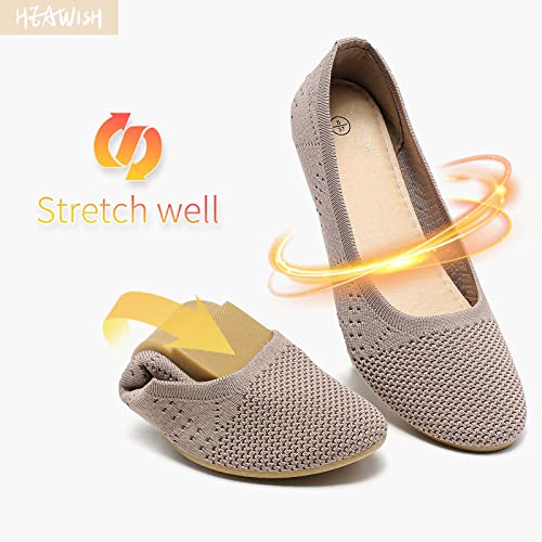 HEAWISH Comfortable Round Toe Flats Shoes Women, Slip On Ballet Flats for Women, Casual Women's Flats for Walking(Tan, US7) - Image 3