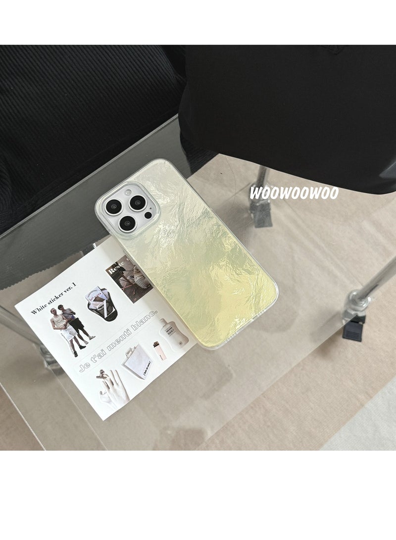 NIBEMINENT Tin Foil Pattern Simplicity Protective TPU Case Cover For iPhone 16, Gradual/Yellow