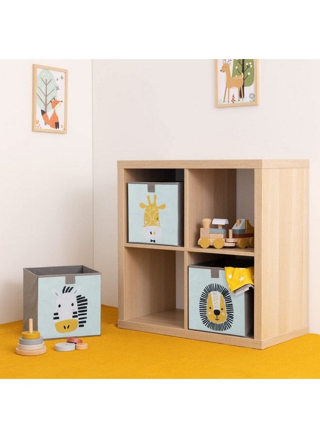 Navaris - Kids Storage Cubes (Set Of 3) Storage Boxes 11X11X11 With Animal Designs Children Cube Bins Fabric Organizer Bin Mint Green - Image 1