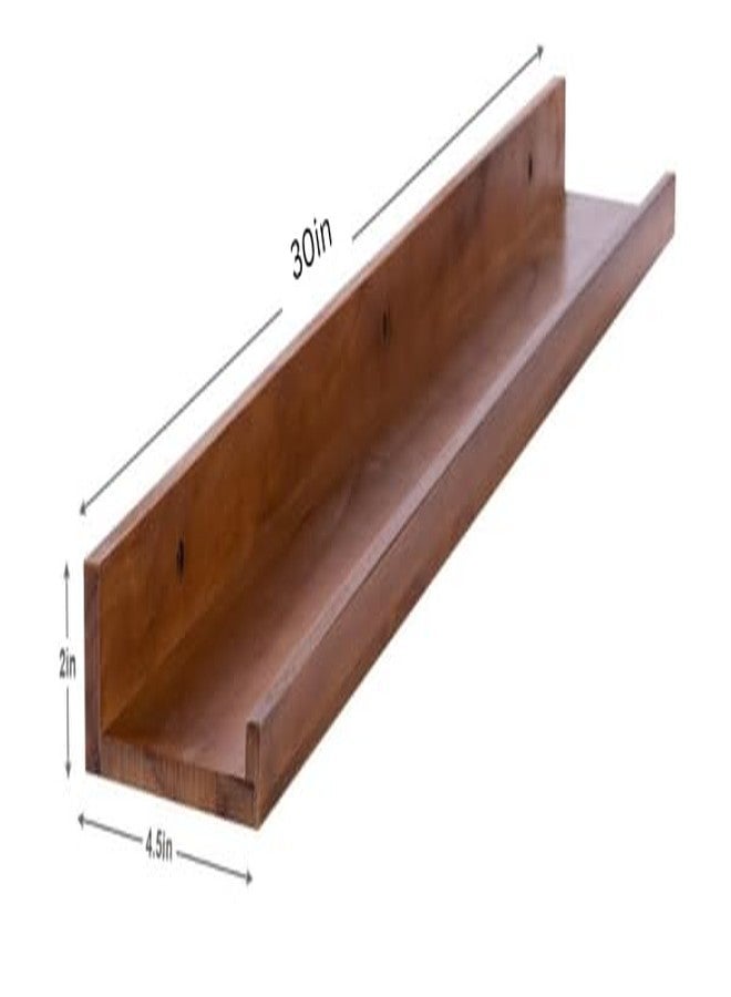 Carpentray كاربنتراي (مجموعة من 1 رفوف جدارية عائمة من الخشب بلون الجوز الفاتح مقاس 30 بوصة، مناسبة لرفوف الكتب الجدارية، ورفوف عرض الصور وإطاراتها، مع حافة، ورفوف تخزين مزخرفة) - Image 2