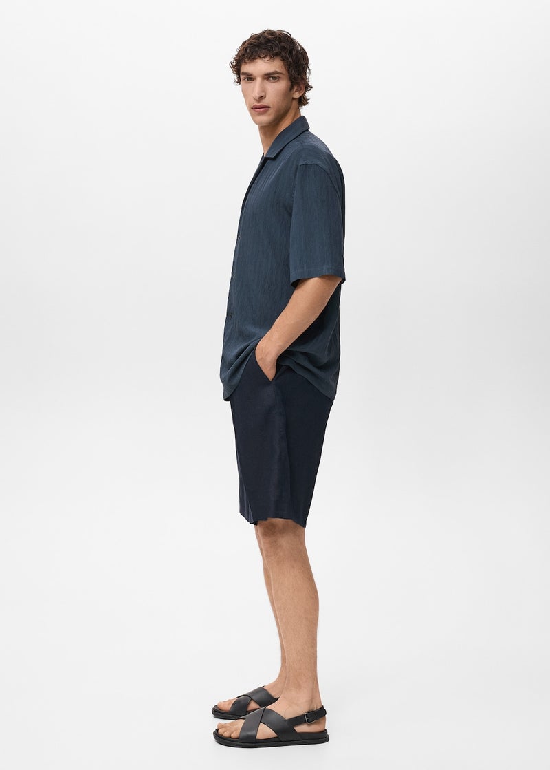 Mango Man Striped Embroidered Regular Fit Shirt  - Image 3