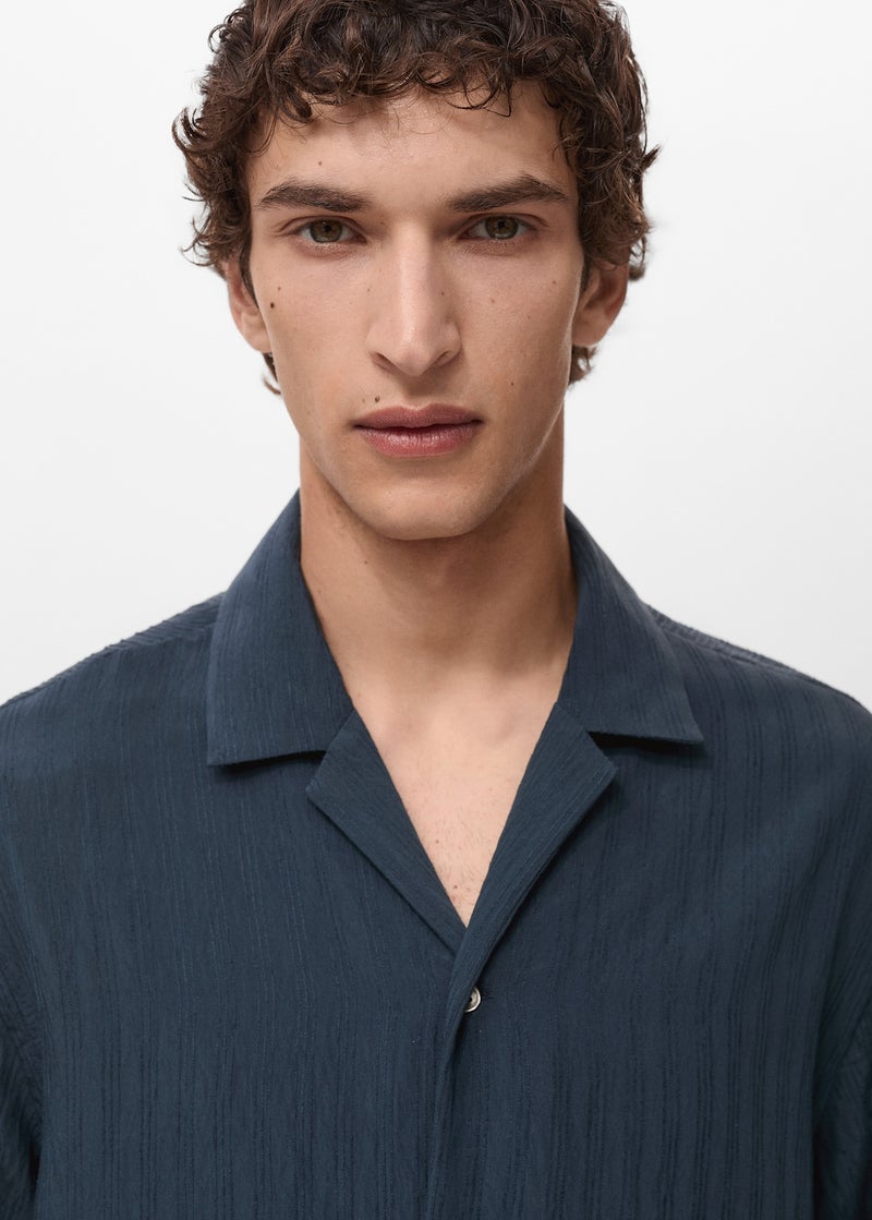 Mango Man Striped Embroidered Regular Fit Shirt  - Image 4