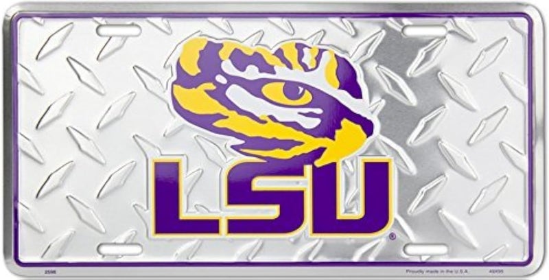 - Louisiana State University - LSU Tigers - LSU Diamond Emboss Metal License Plate 6 x 12