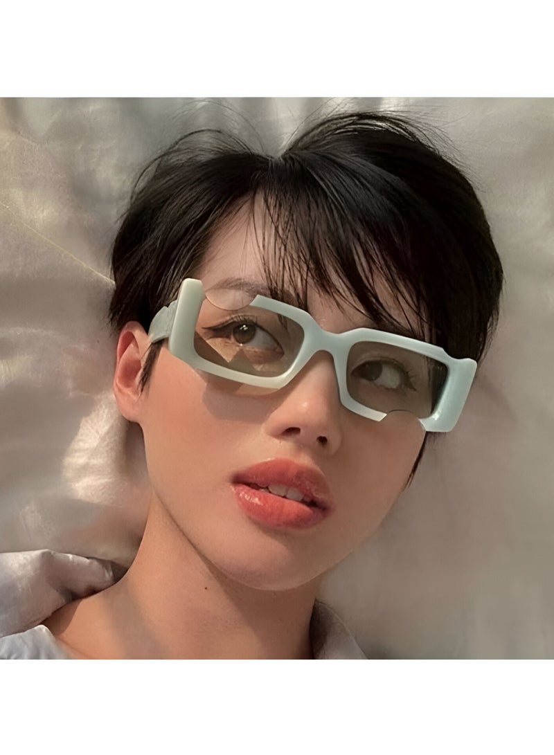 Stylish sunglasses with irregular shape and small body (white) - Image 1