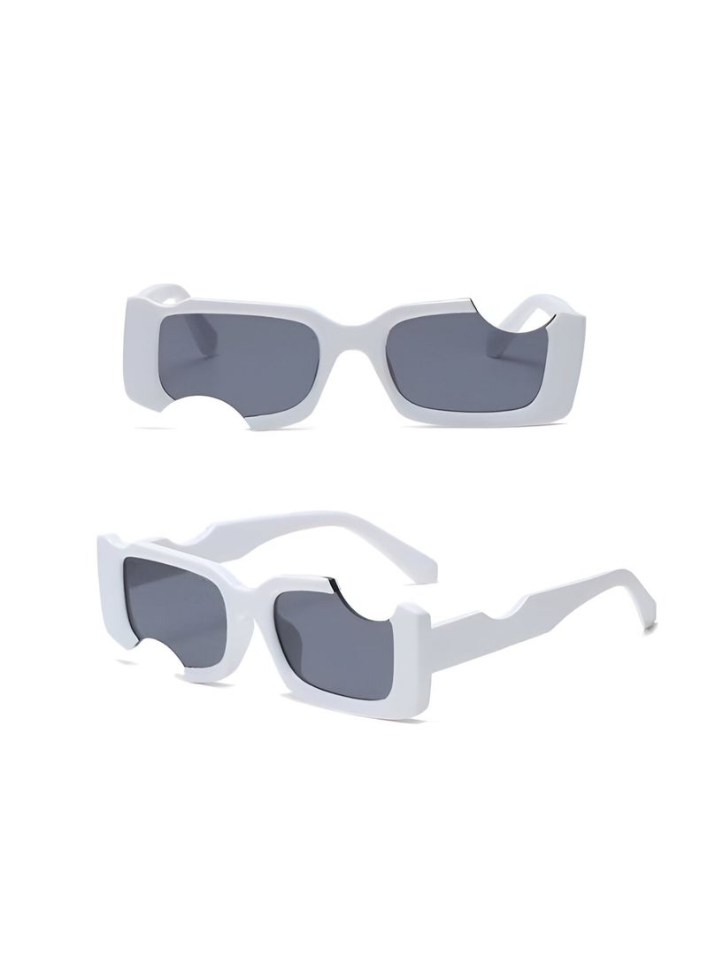 Stylish sunglasses with irregular shape and small body (white) - Image 2