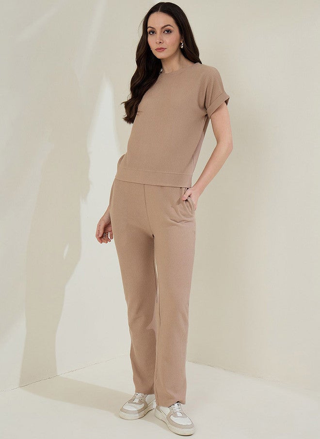 StyleStone طقم تي شيرت وسروال بتصميم ذاتي من ستايل ستون برقبة دائرية - Image 1