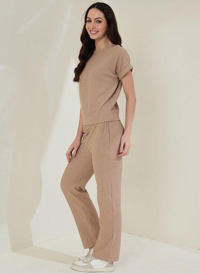 StyleStone طقم تي شيرت وسروال بتصميم ذاتي من ستايل ستون برقبة دائرية - Image 4