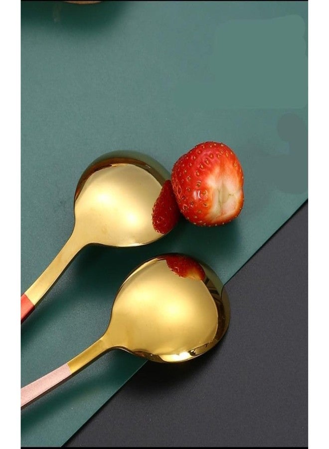 Trifecta Stainless Steel Spoon for Ice Cream Spoon Tableware Plated Dessert Tea Coffee, Gift Package for Wedding, Combo with Unique Comfortable Handle (Blue, Pack of 4) - Image 5