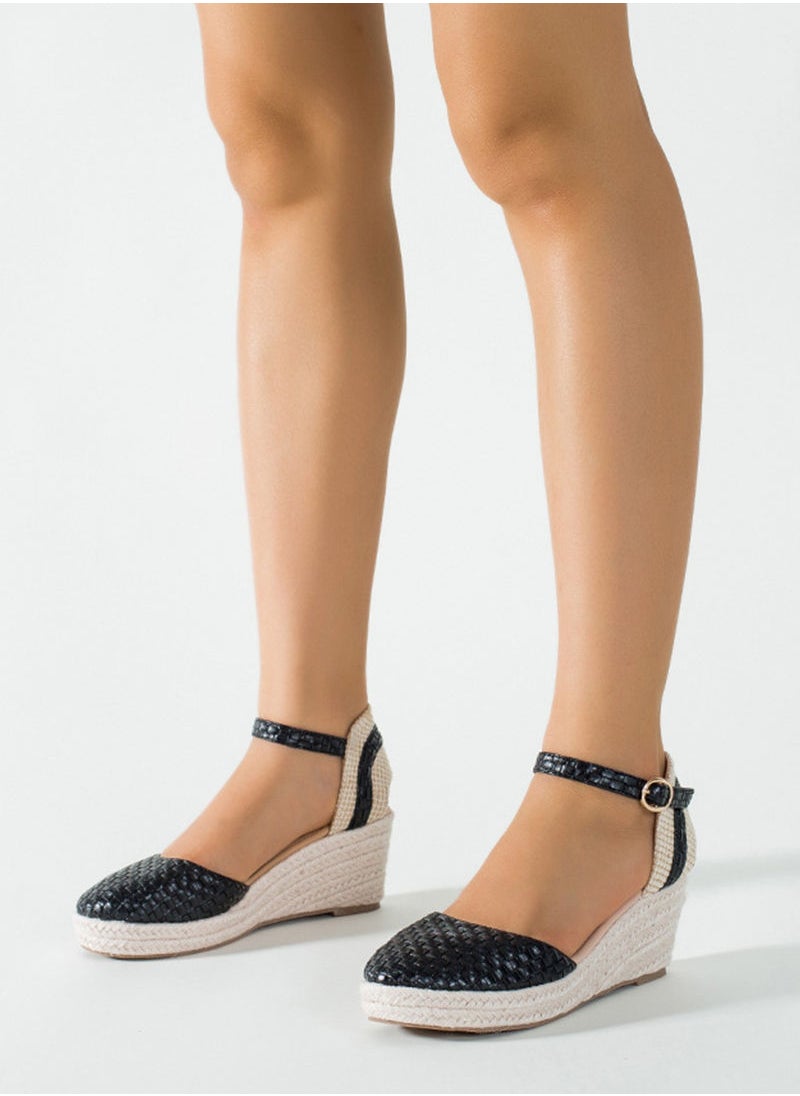 Women's Closed Toe Espadrille Dressy Platform Sandals Ankle Strap Cutout Casual Wedge Braided Sandal