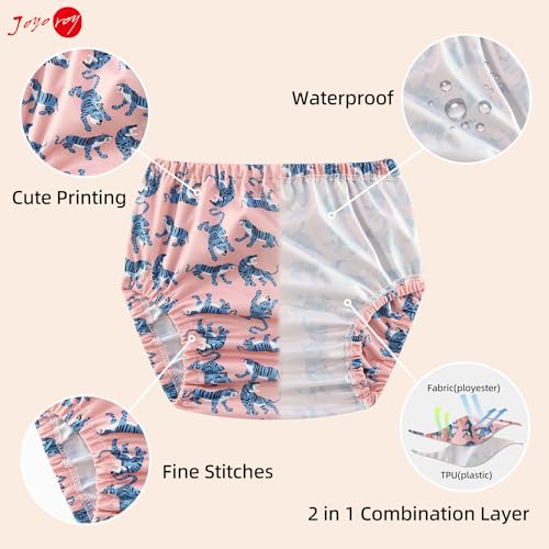 Joyo roy 6Pcs Waterproof Cloth Diaper Cover Reusable Plastic Training Pants for Toddlers Plastic Diaper Covers for Baby Girls Leak Proof Rubber Pants for Potty Training Covers for Cloth Diapers 3T - Image 2