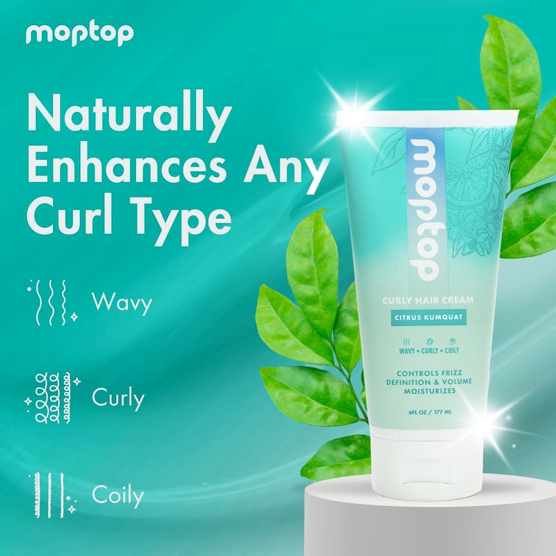 MopTop Curl Cream - Moisturizing Curl Activator for Frizz Control & Volume, Curl Defining Cream for Wavy, Curly & Coily Hair, Made with Junk-Free Natural Ingredients (Citrus Kumquat Fragrance, 6oz) - Image 3