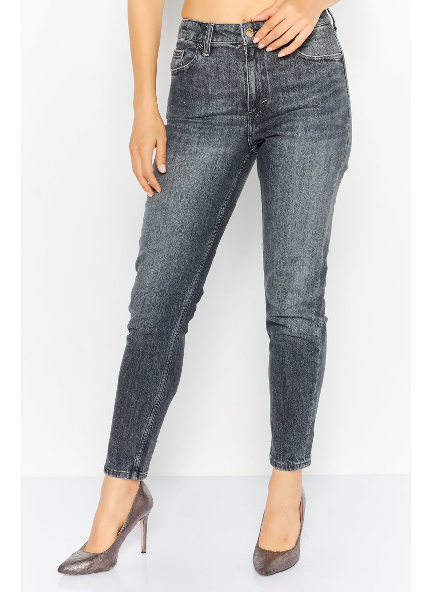 ESPRIT - Women Regular Fit Washed Stretchable Jeans, Black - Image 1