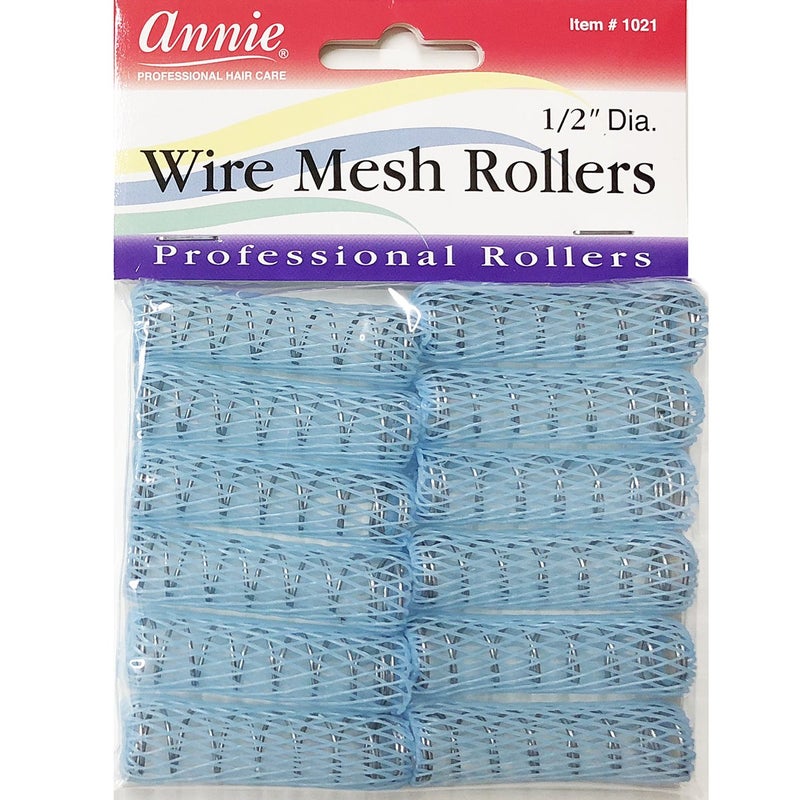 Annie Wire Mesh Rollers 1021 12 Count Blue XSmall 12 Inch